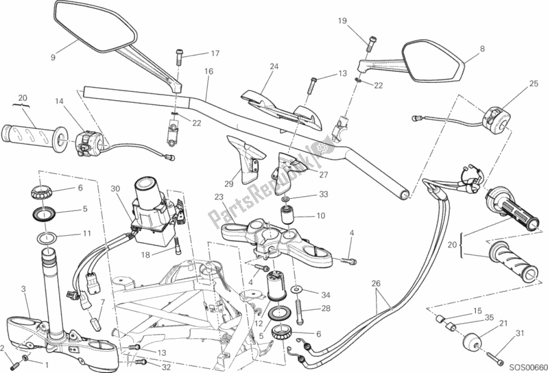 Toutes les pièces pour le Guidon du Ducati Diavel Brasil 1200 2013